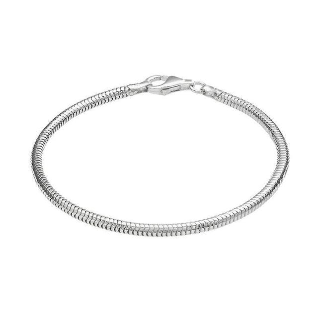 Individuality Beads Sterling Silver Snake Chain Bracelet, Womens Grey Product Image