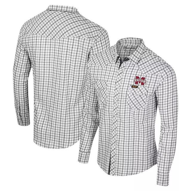 Mens Colosseum x Wrangler White Mississippi State Bulldogs Plaid Window Pane Long Sleeve Full-Snap Shirt Product Image