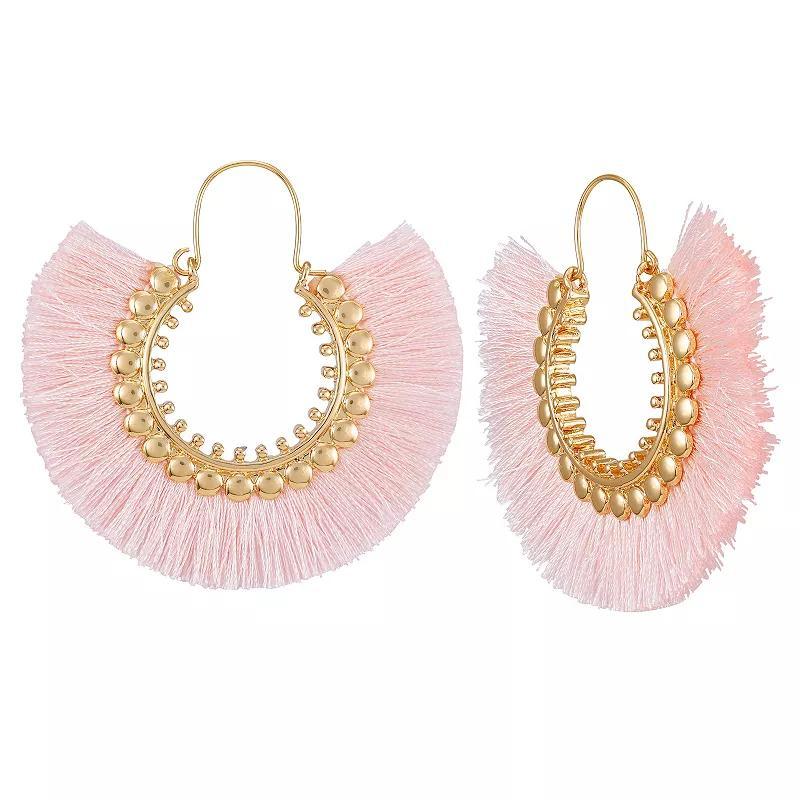 Berry Jewelry Gold Tone Blush Tassel Fringe Earrings, Womens, Pink Product Image