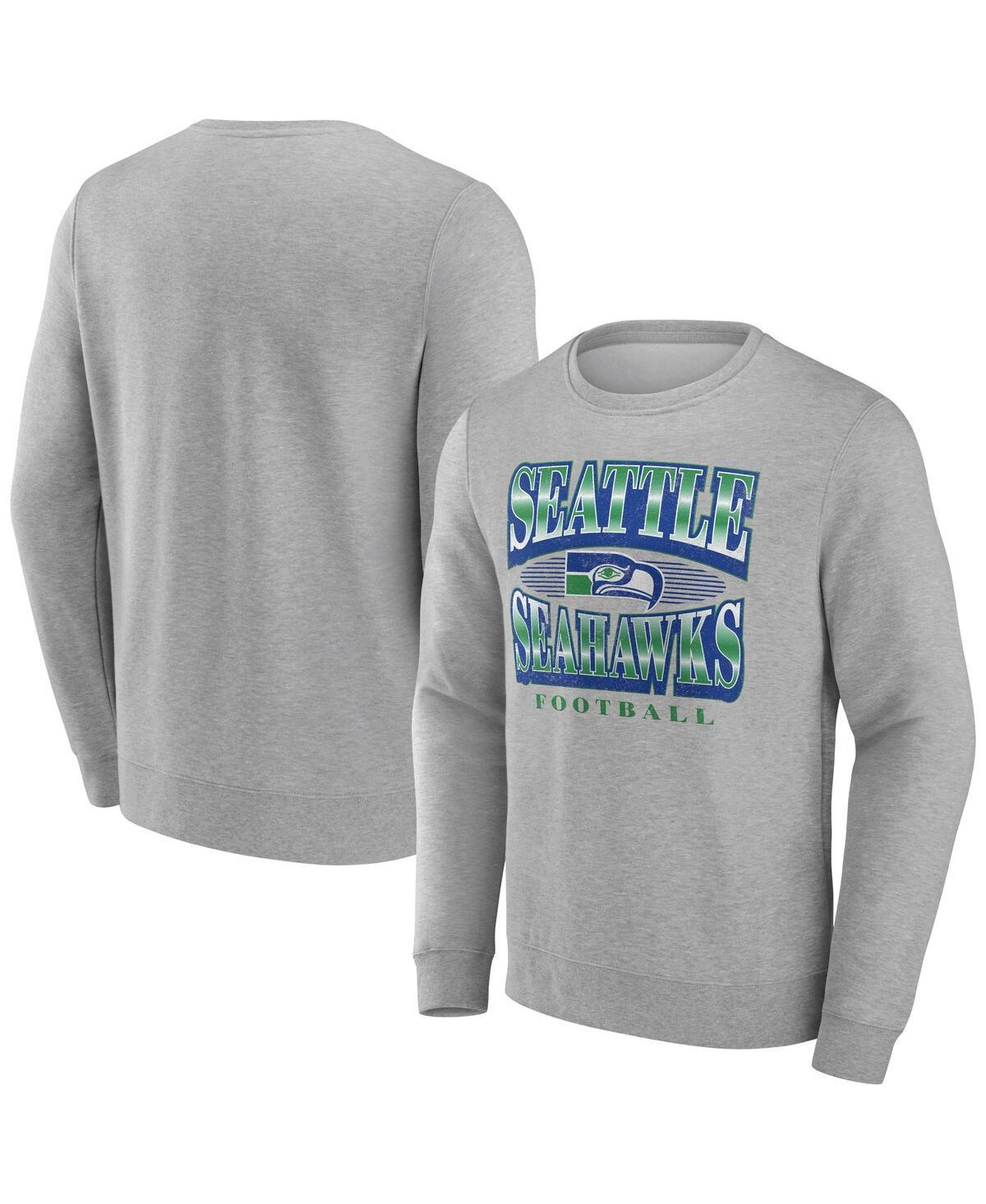 Fanatics Mens Heather Gray Seattle Seahawks Chance Throwback Fleece Pullover Sweatshirt Product Image