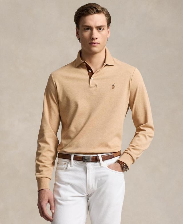 Mens Cotton Interlock Long-Sleeve Polo Shirt Product Image