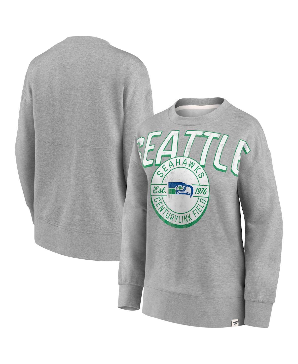 Womens Fanatics Heathered Gray Seattle Seahawks Jump Distribution Tri-Blend Pullover Sweatshirt Product Image