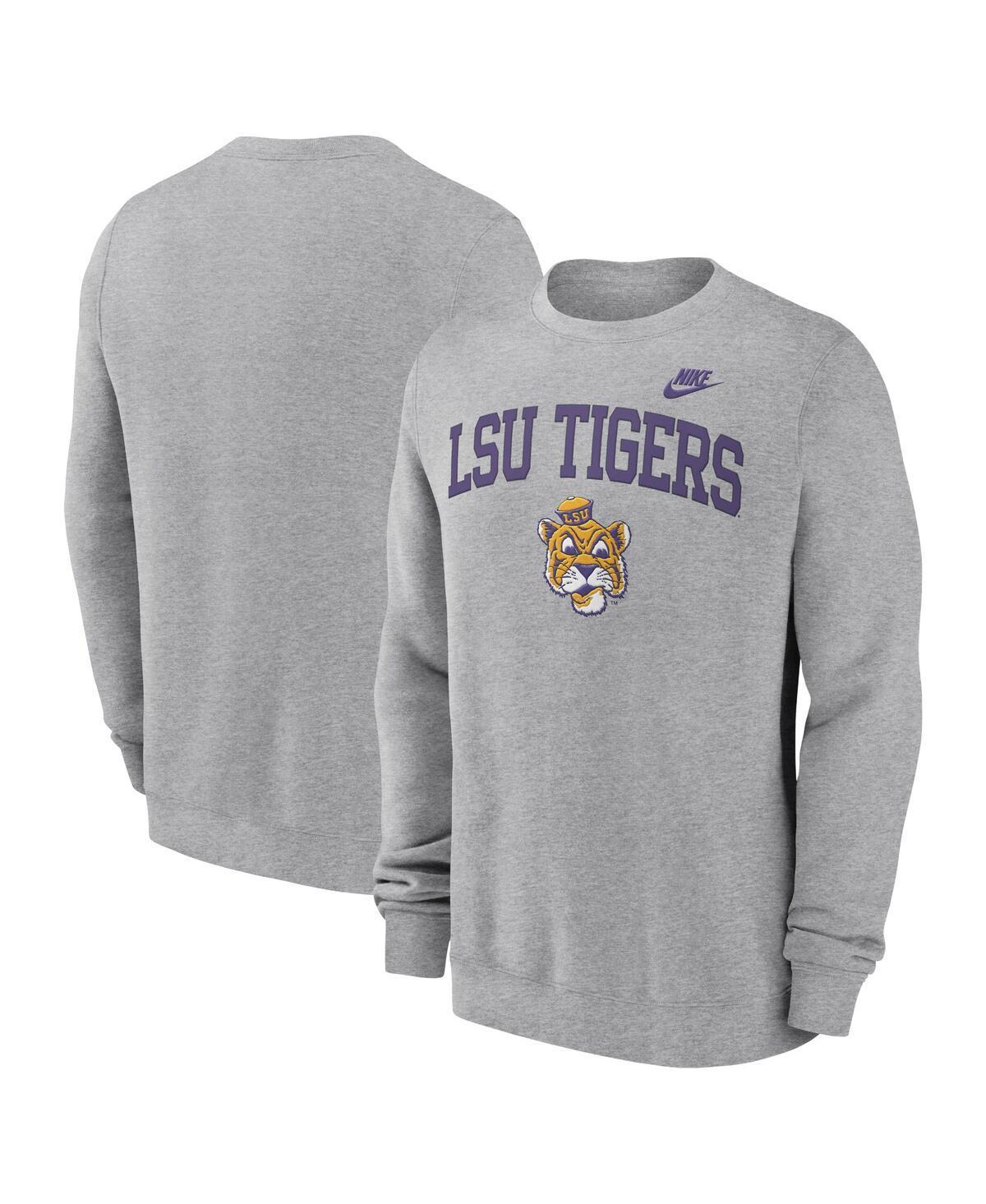 Nike Mens Heather Gray Lsu Tigers Legacy Classic Tackle Twill EmbroideredArch Over Logo Pullover Sweatshirt Product Image