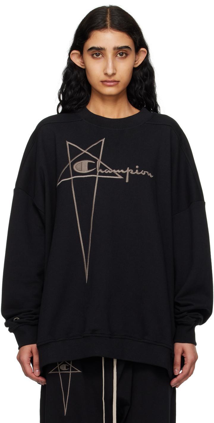 RICK OWENS Black Champion Edition Jumbo Sweatshirt In 09 Black Product Image