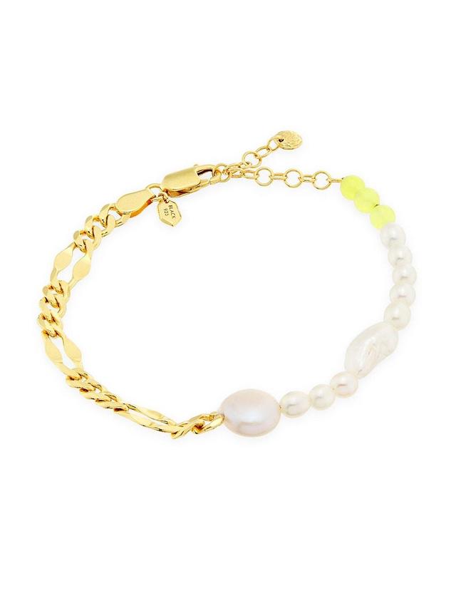 Womens Positano 22K-Gold-Plated, Freshwater Pearl & Yellow Quartz Bracelet Product Image