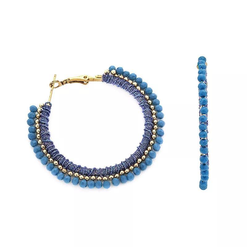 PANNEE BY PANACEA Gold Tone Beaded Hoop Earrings, Womens, Blue Product Image