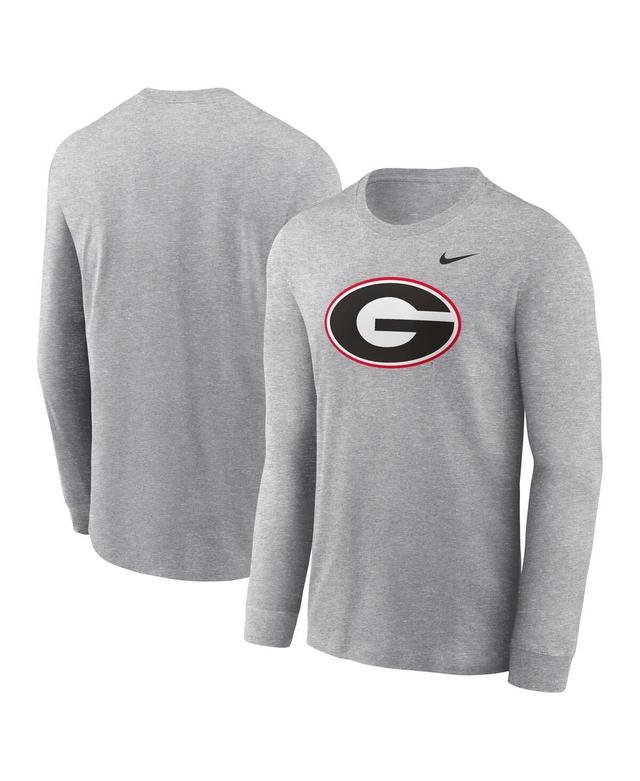 Nike Mens Heather Gray Georgia Bulldogs Primary Logo Long Sleeve T-Shirt Product Image