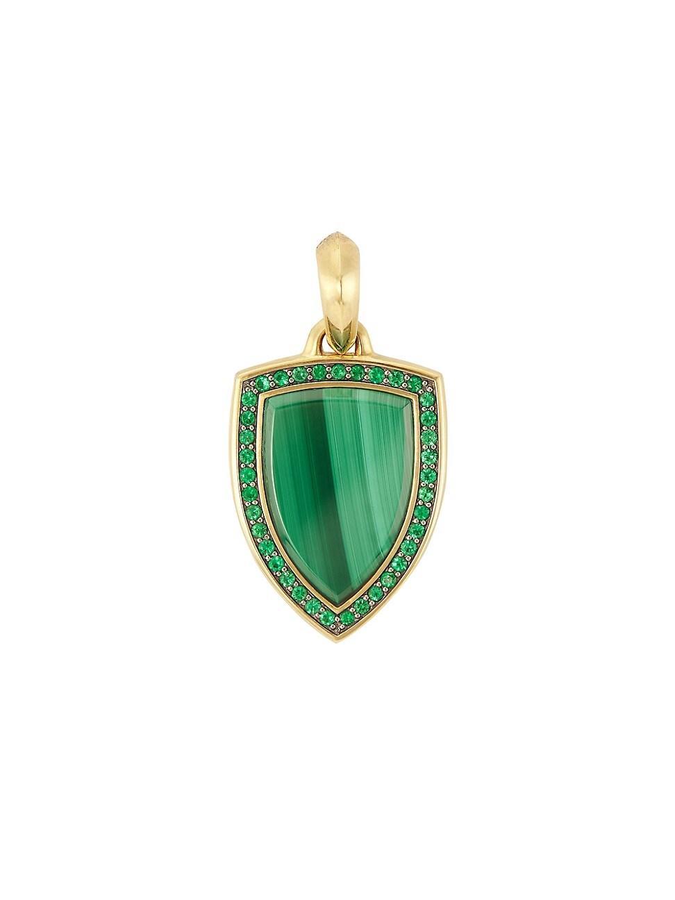 David Yurman Shield Amulet in 18K Yellow Gold with Malachite and Pave Emeralds Product Image