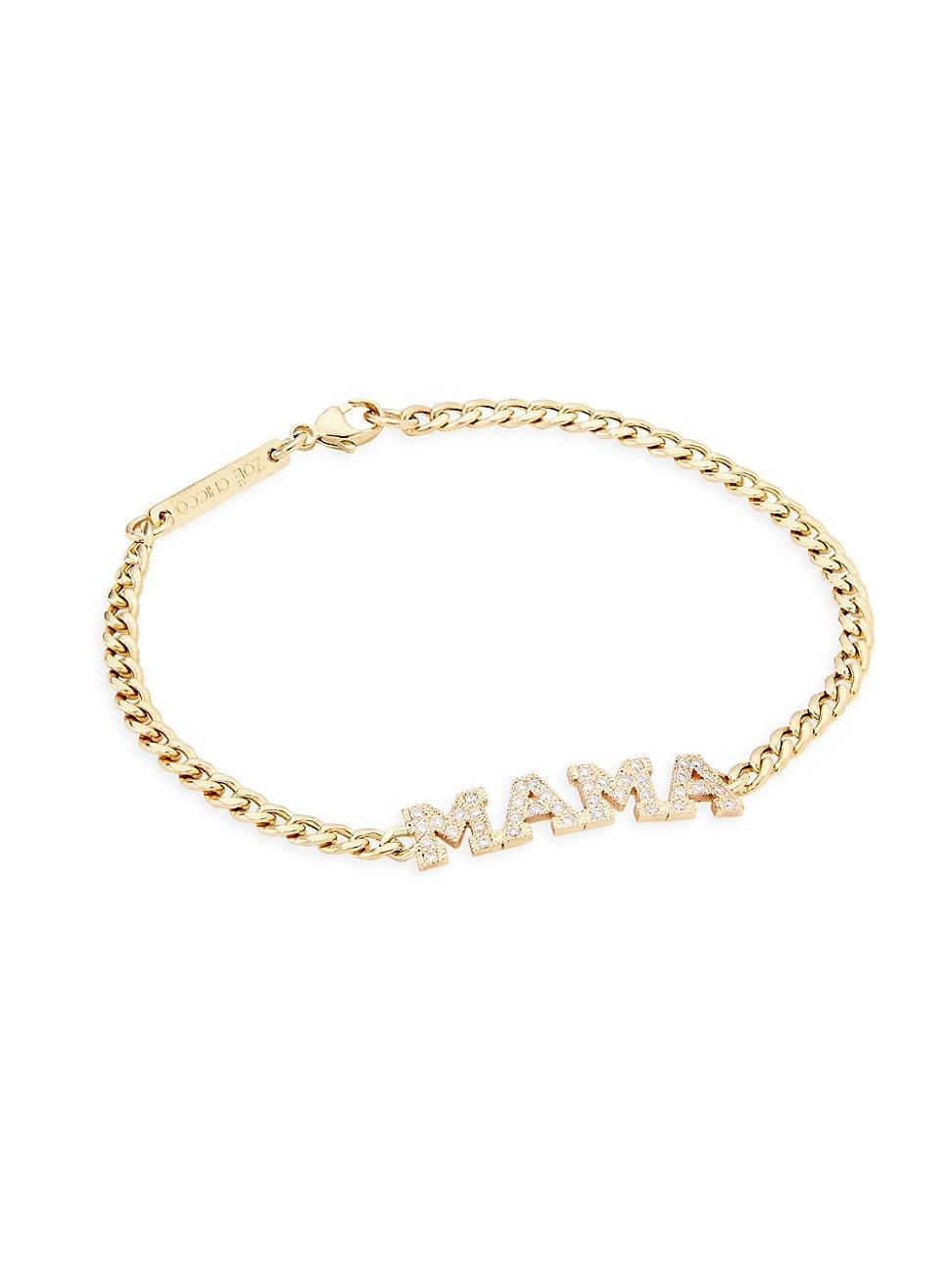 Womens Personalized 14K Yellow Gold & 0.22 TCW Diamond Mama Charm Bracelet Product Image