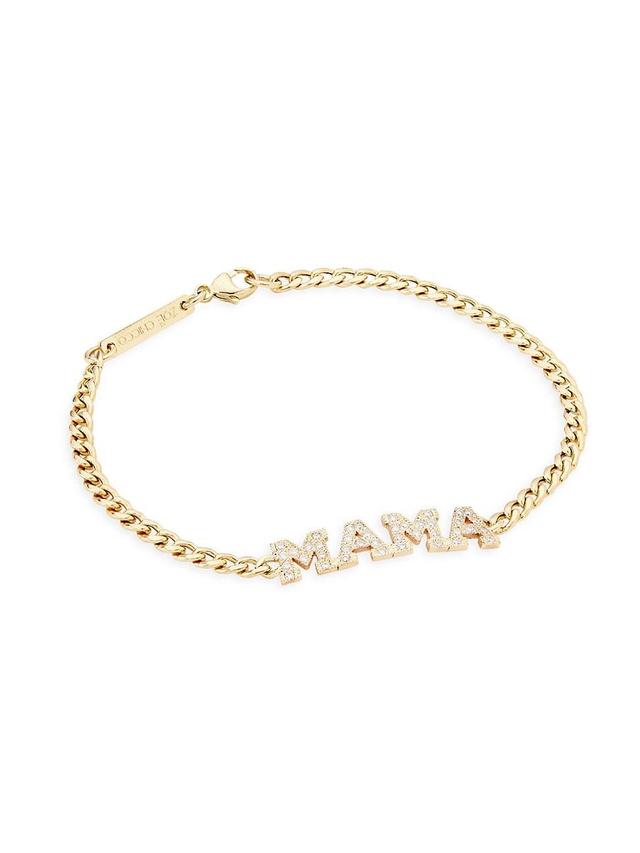 Womens Personalized 14K Yellow Gold & 0.22 TCW Diamond Mama Charm Bracelet Product Image