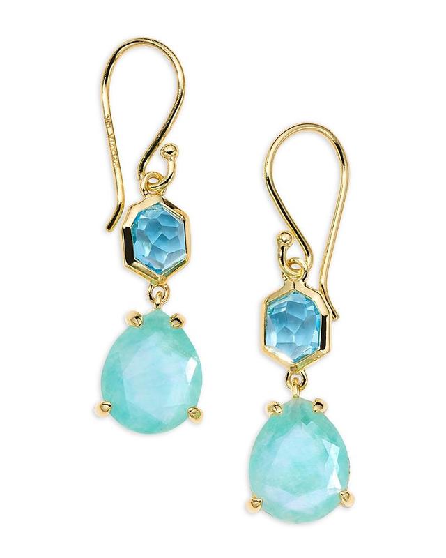 Ippolita 18K Yellow Gold Rock Candy Swiss Blue Topaz & Amazonite, Mother of Pearl, & Clear Quartz Triplet Double Drop Earrings Product Image