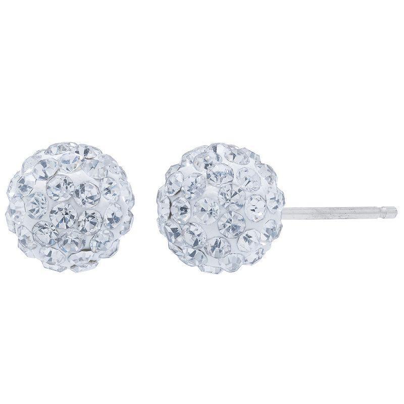 Main and Sterling Sterling Silver Crystal Ball Stud Earrings, Womens, White Product Image