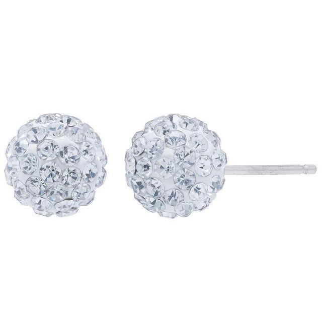 Main and Sterling Sterling Silver Crystal Ball Stud Earrings, Womens, White Product Image