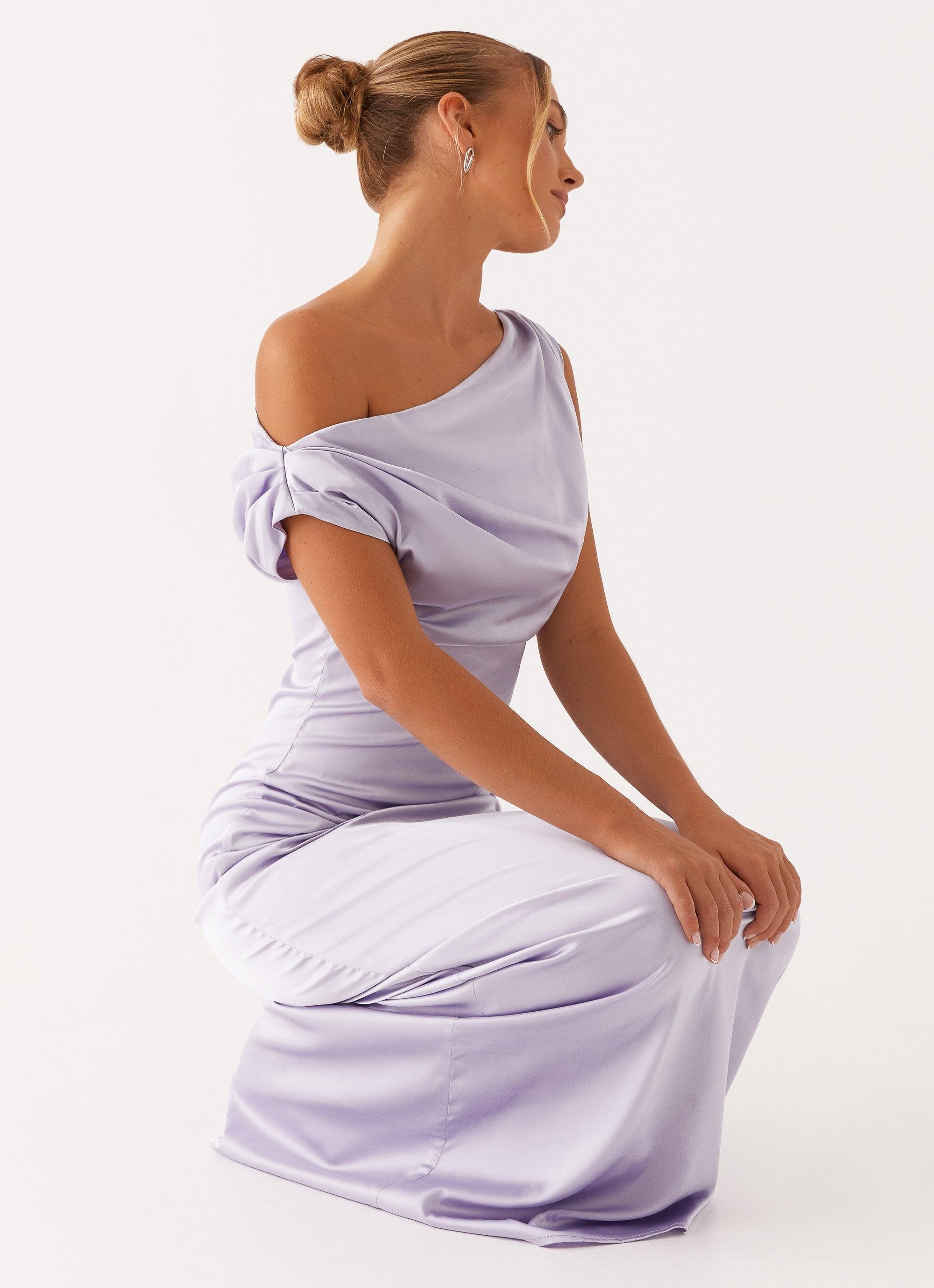 Heart Of Glass Satin Maxi Dress - Lilac Product Image