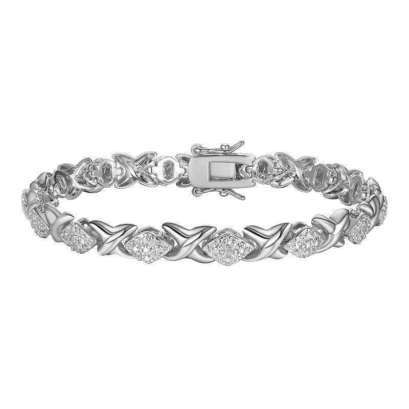 Sarafina Silver Tone Diamond Accent Hugs & Kisses Bracelet, Womens Silver Tone White Product Image