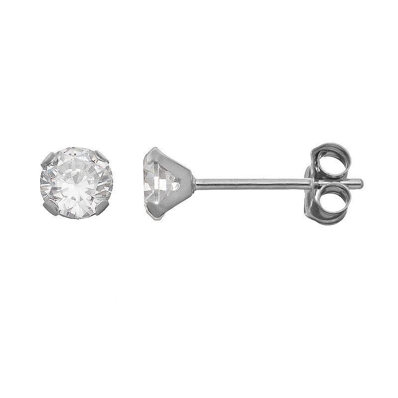 Taylor Grace Cubic Zirconia 10k White Gold Stud Earrings, Womens Product Image