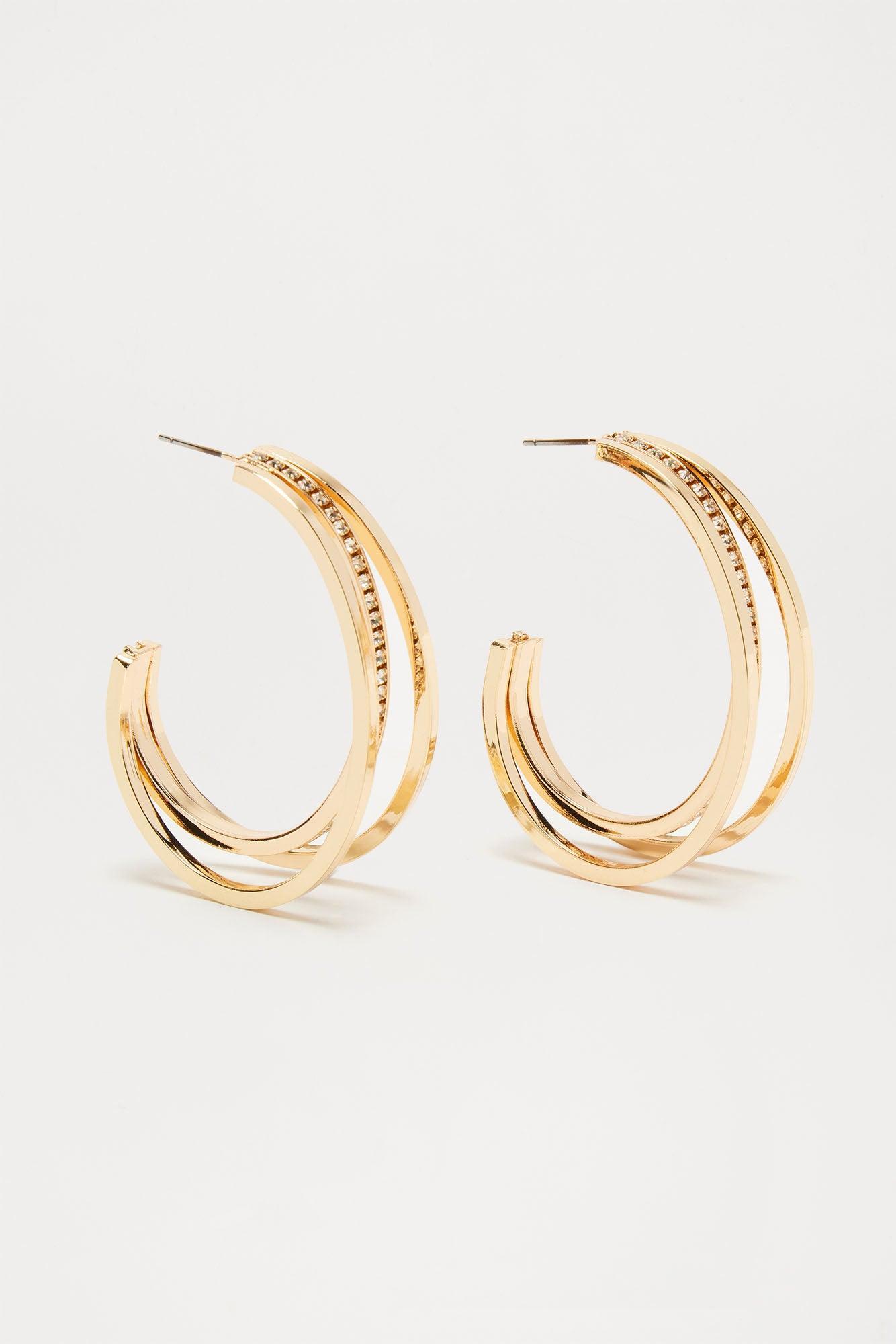 Triple Layers Hoop Earrings - Gold Product Image