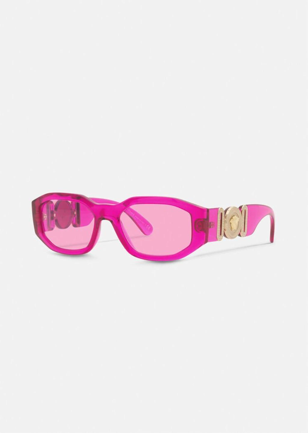 VERSACE 53mm Rectangular Sunglasses In Fuchsia Product Image