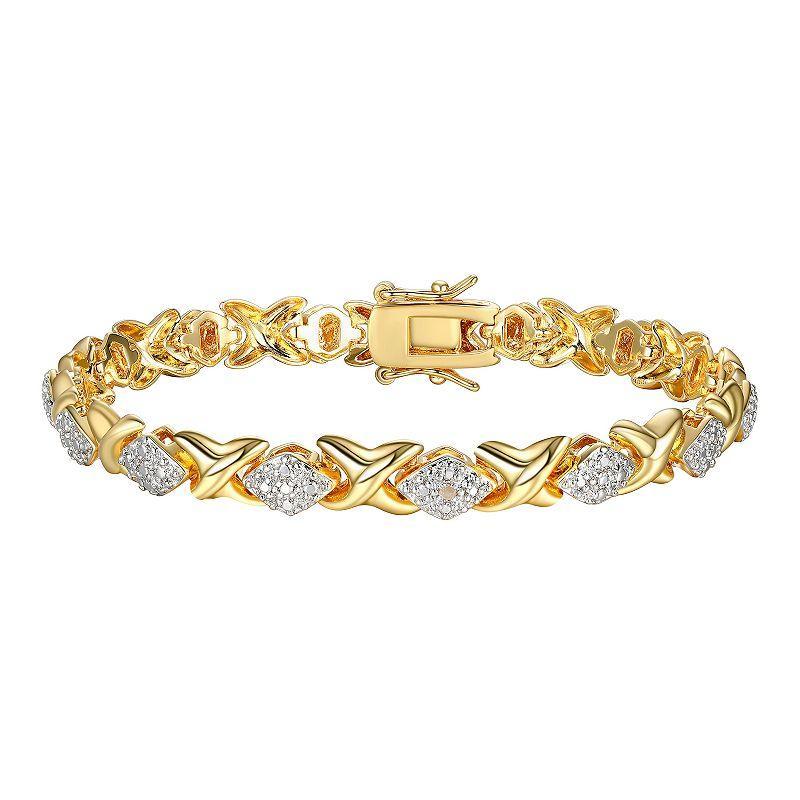 Sarafina Diamond Accent Hugs & Kisses Bracelet, Womens Gold Tone White Product Image