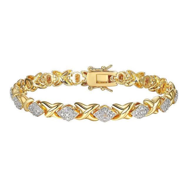 Sarafina Diamond Accent Hugs & Kisses Bracelet, Womens Gold Tone White Product Image