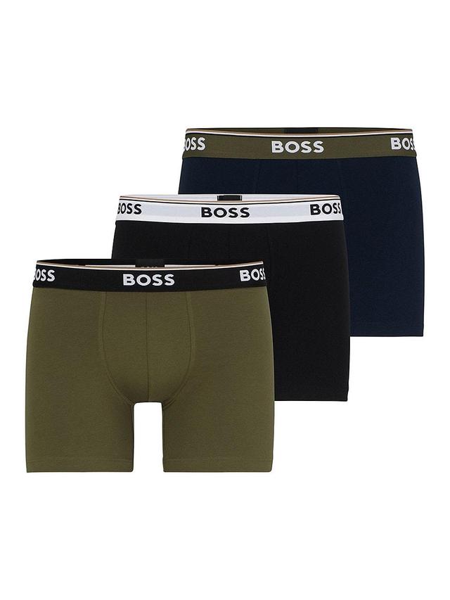 Mens Three-Pack of Stretch-Cotton Boxer Briefs With Logos Product Image