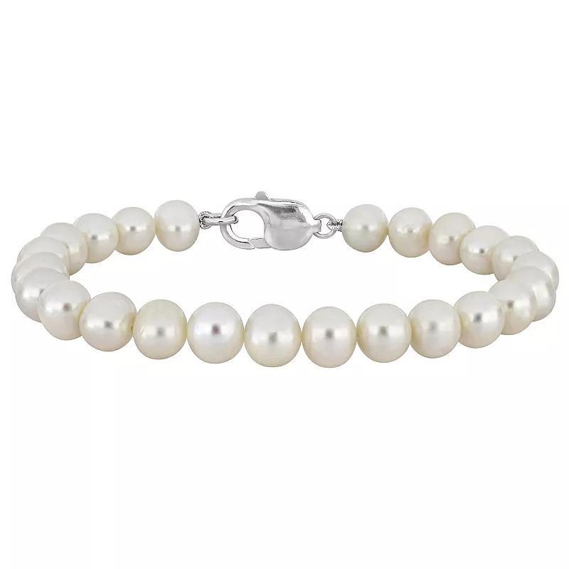 Stella Grace Mens Freshwater Cultured Pearl Strand Bracelet Sterling Silver Product Image