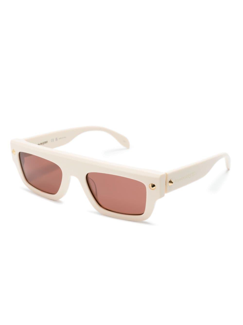 Rectangle-frame Sunglasses In Nude Product Image