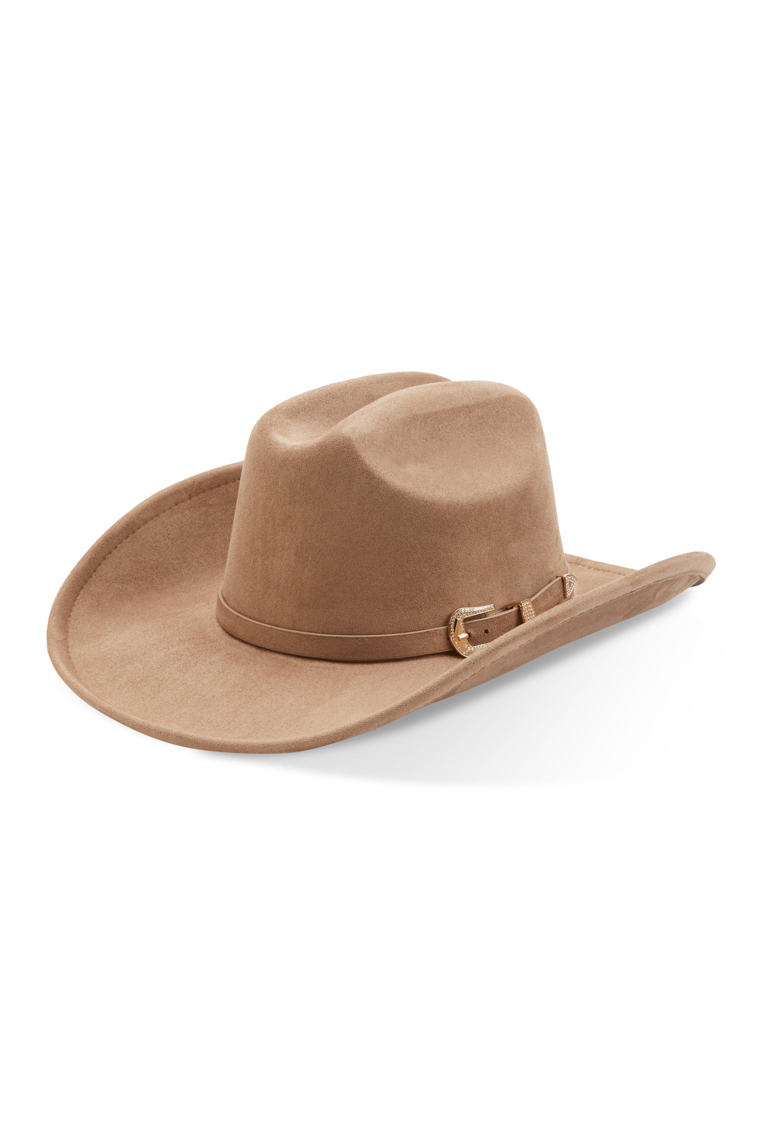 Rhinestone Buckle Faux Suede Cowboy Hat Female Product Image