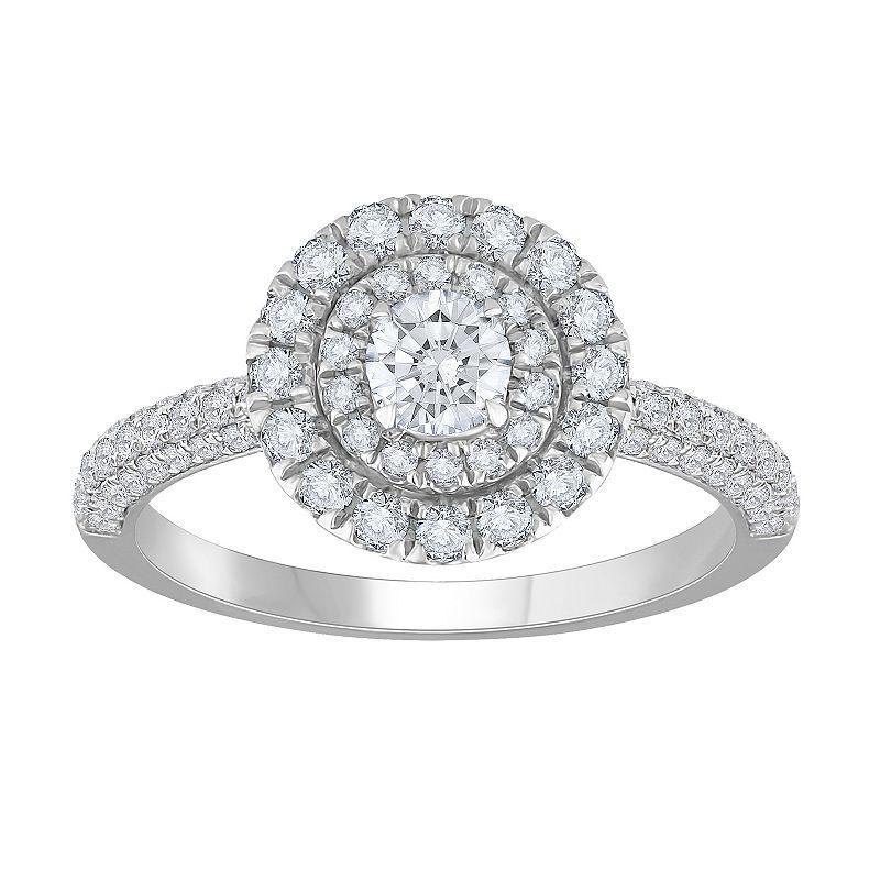 Diamond Medley 14k White Gold 1 Carat T.W. Lab-Grown Diamond Tiered Halo Ring, Womens 14k Whgold Product Image