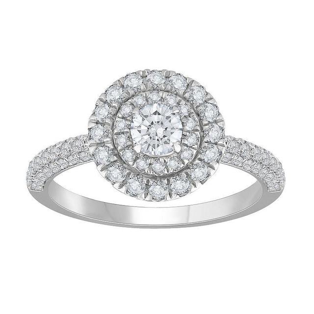 Diamond Medley 14k White Gold 1 Carat T.W. Lab-Grown Diamond Tiered Halo Ring, Womens 14k Whgold Product Image