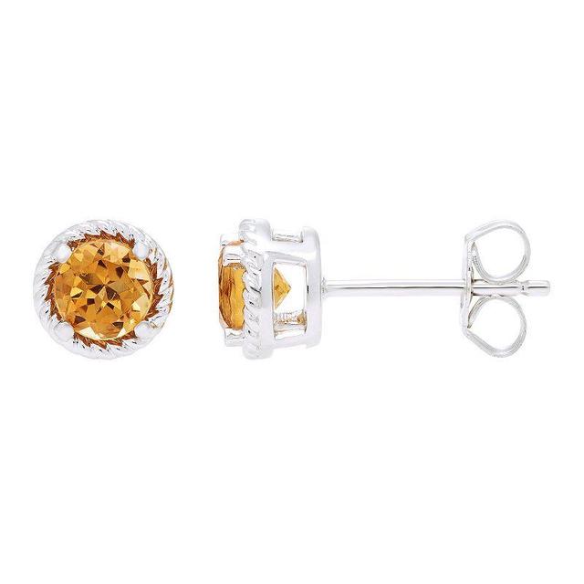 Boston Bay Diamonds Sterling Silver Genuine Citrine Rope Halo Stud Earrings, Womens, Orange Product Image