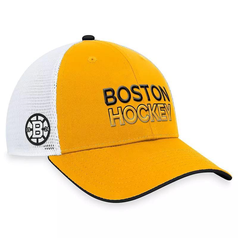 Mens Fanatics Branded Gold Boston Bruins Alternate Authentic Pro Trucker Adjustable Hat Product Image