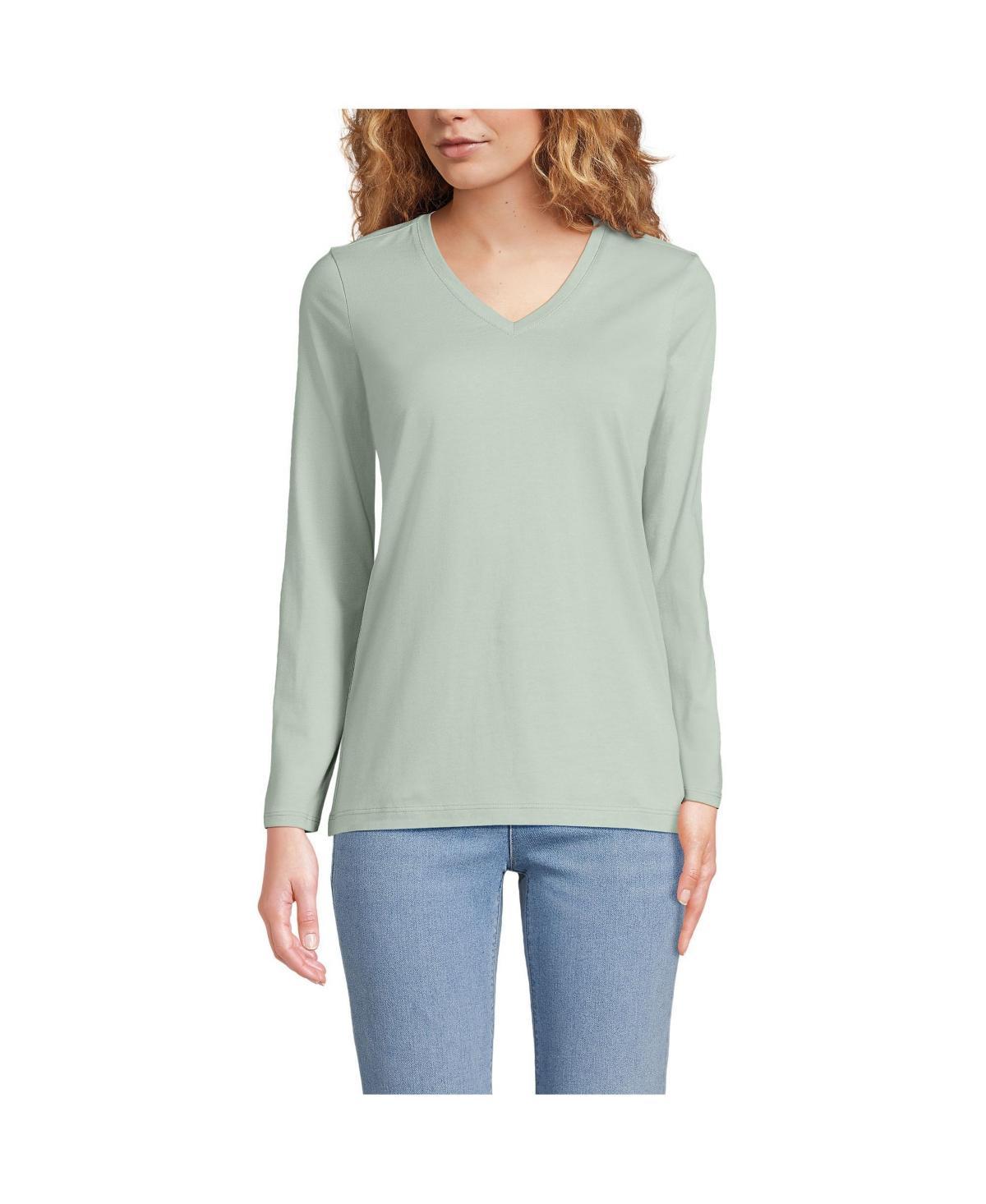 Lands End Womens Tall Relaxed Supima Cotton Long Sleeve V-Neck T-Shirt Product Image