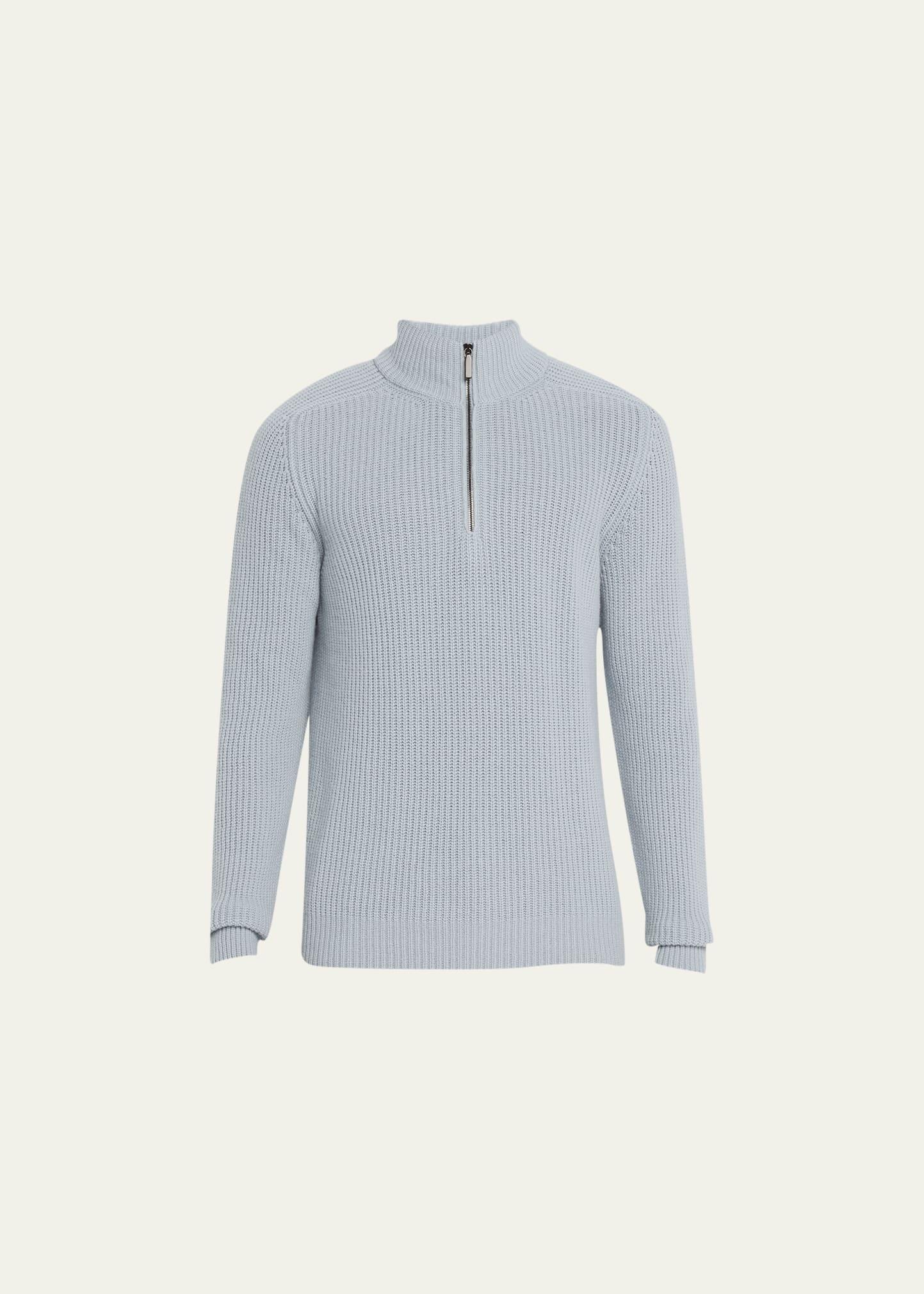 Mens Cashmere Rib Quarter-Zip Sweater Product Image