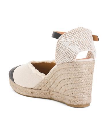 Leather Espadrille Wedge Sandals for Women | Leather/Textile Product Image