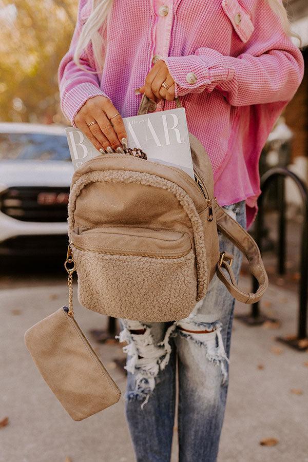 Autumn Color Sherpa Backpack In Taupe Product Image