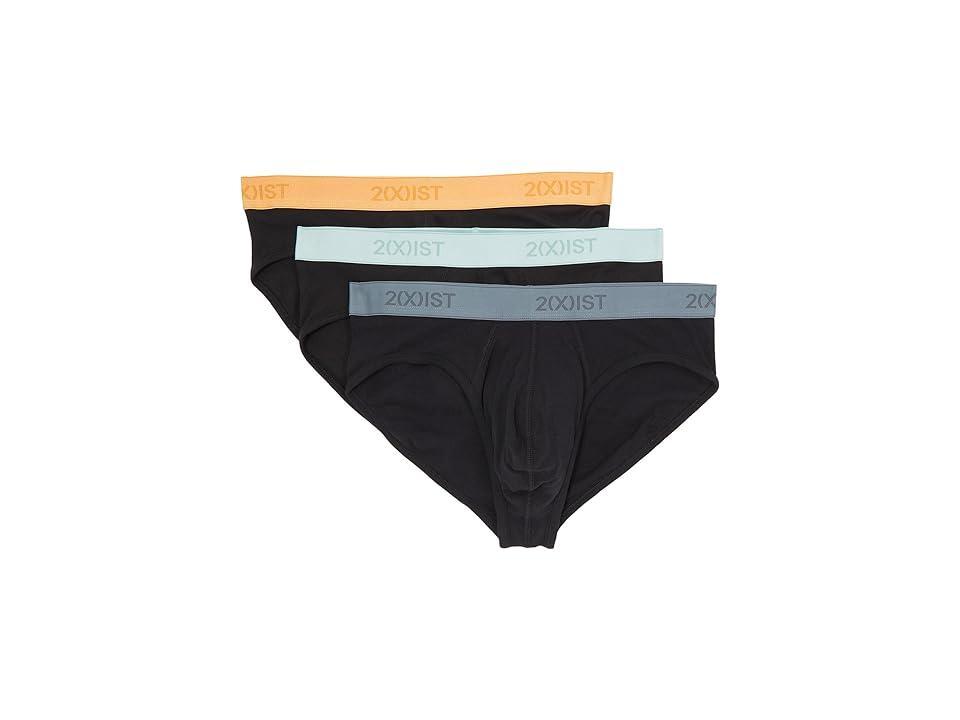 2(X)IST 3-Pack ESSENTIAL No Show Brief With Buff Orange/Black With Surf Spray/Black Stormy Weathe) Men's Underwear Product Image