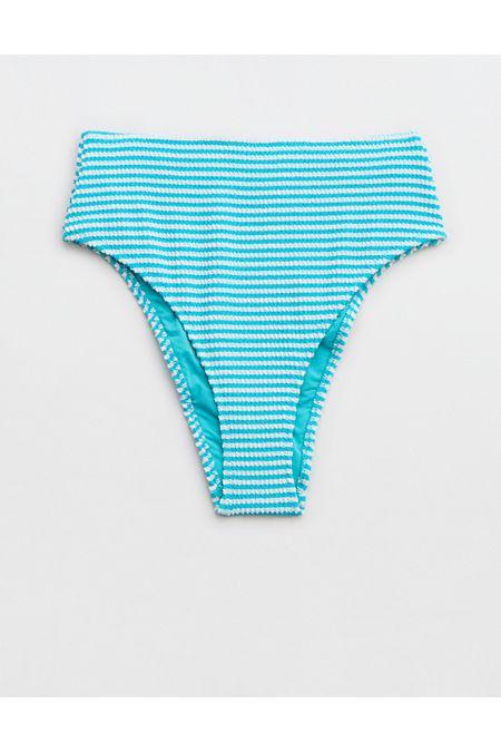 Aerie Crinkle Stripe High Cut Cheeky Bikini Bottom Women's Product Image