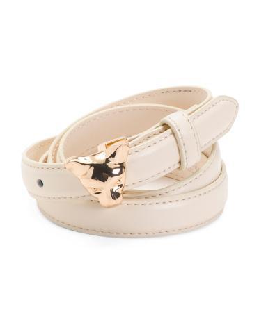 Leather Skinny Panther Buckle Belt For Women Product Image