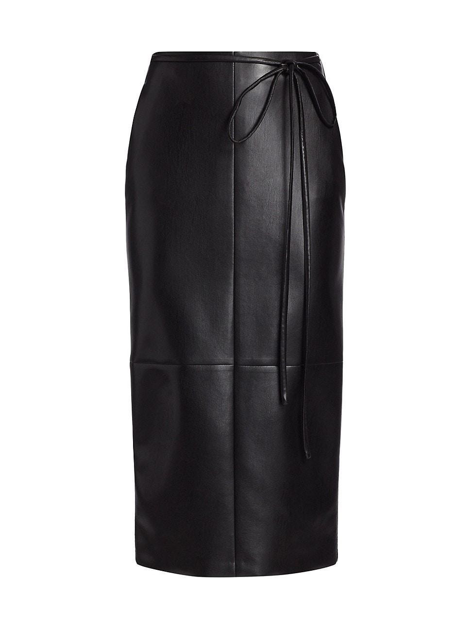 Womens Vegan Leather Midi Skirt product image