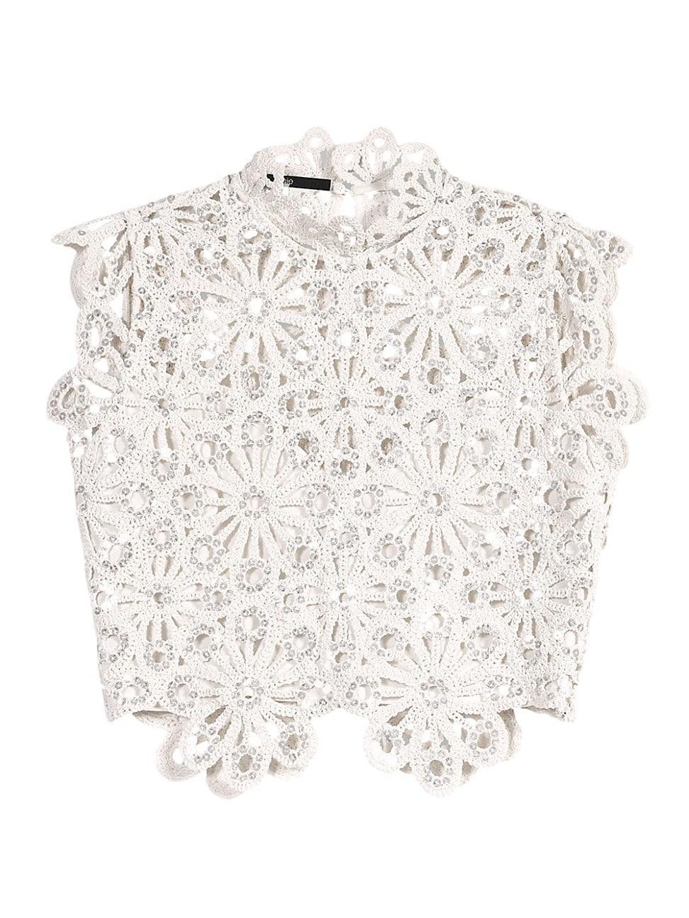 Womens Crochet and Sequin Top Product Image