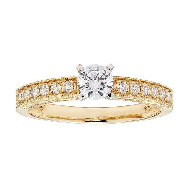 The Regal Collection 14k Gold IGL Certified Round Cut 1/2 Carat T.W. Diamond Engagement Ring, Womens White Product Image