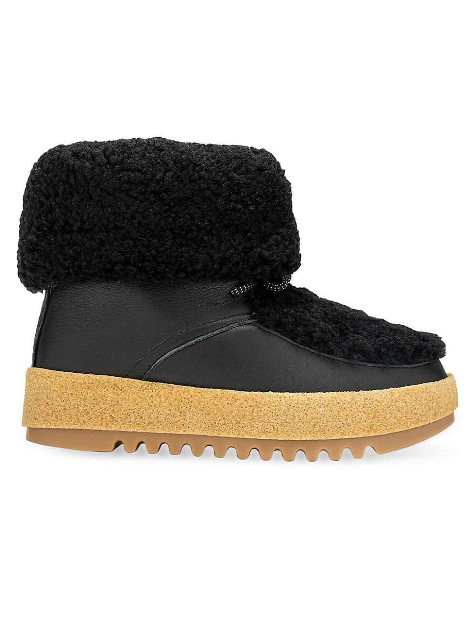 Womens Sonia Shearling-Trimmed Leather Booties Product Image