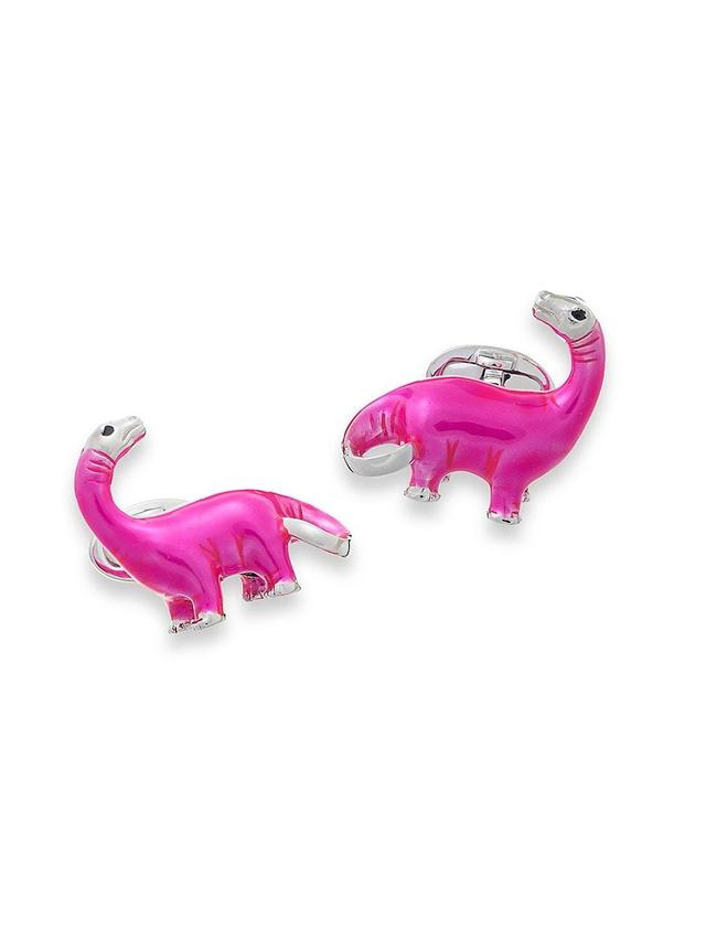 Mens Sterling Silver Dinosaur Cufflinks - Silver Product Image