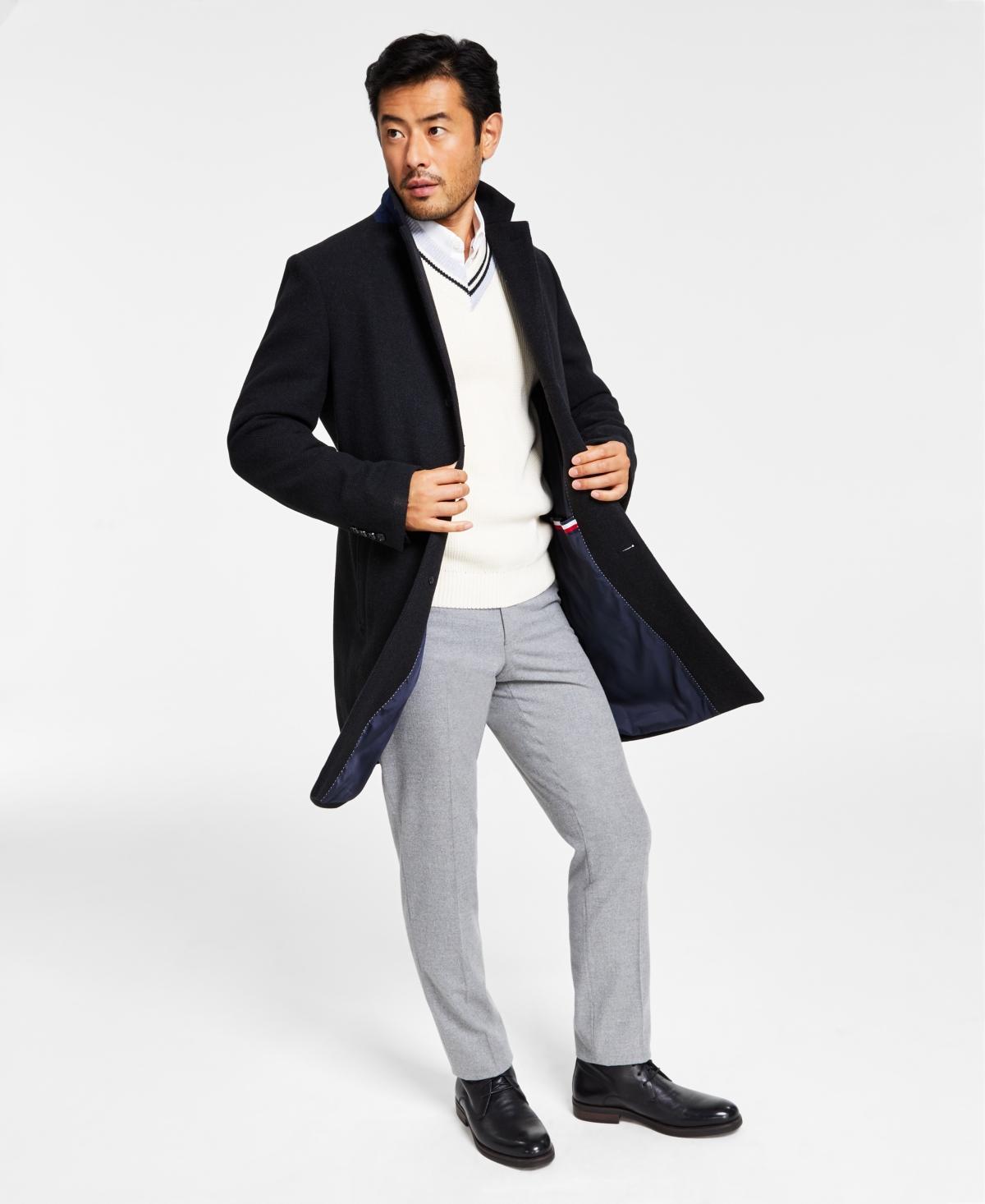 Tommy Hilfiger Mens Addison Wool-Blend Trim Fit Overcoat Product Image