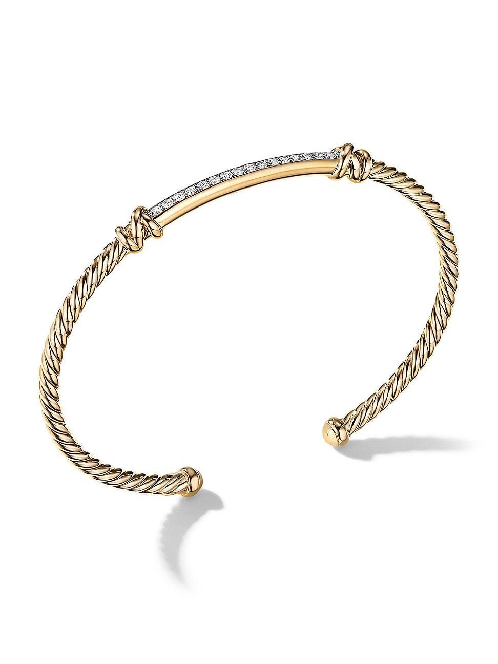 Womens Petite Helena Two Station Wrap Bracelet in 18K Yellow Gold with Pav Diamonds Product Image