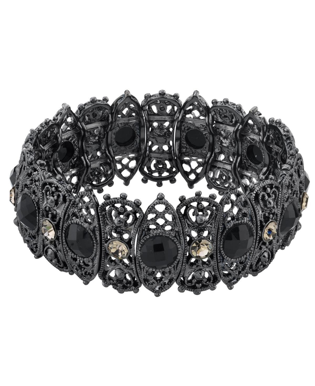 1928 Black-Tone Blue Stretch Bracelet, Womens Product Image