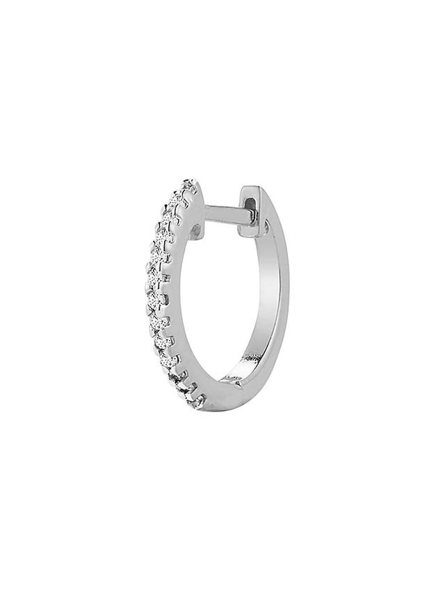 Mens 14K White Gold & 0.104 TCW Diamond Huggie Earring Product Image