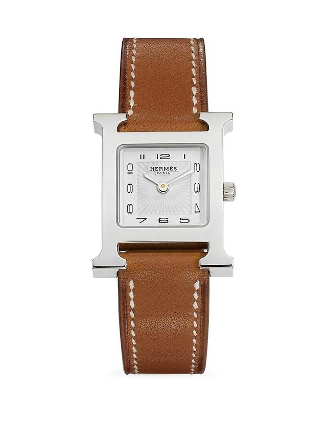 Womens Heure H 25MM Stainless Steel & Leather Strap Watch Product Image