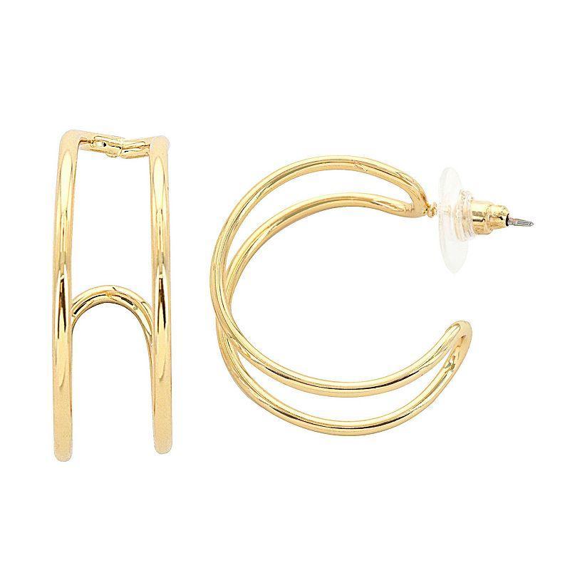 Pannee by Panacea Gold Tone Line Hoop Earrings, Womens Product Image